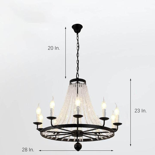 Empire Wagon Wheel Chandelier with Crystal Accents – 8/10/12 Lights