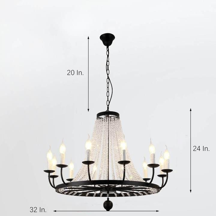Empire Wagon Wheel Chandelier with Crystal Accents – 8/10/12 Lights