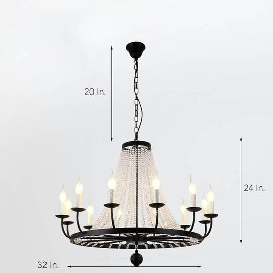 Empire Wagon Wheel Chandelier with Crystal Accents – 8/10/12 Lights
