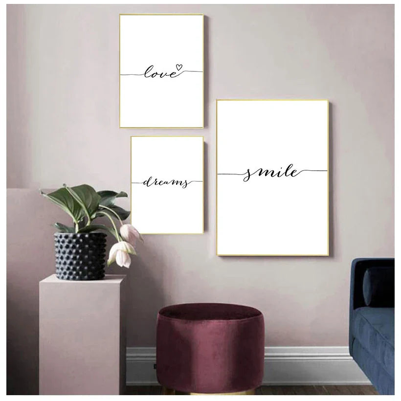 Daily Inspiration Words Canvas Wall Art Black White