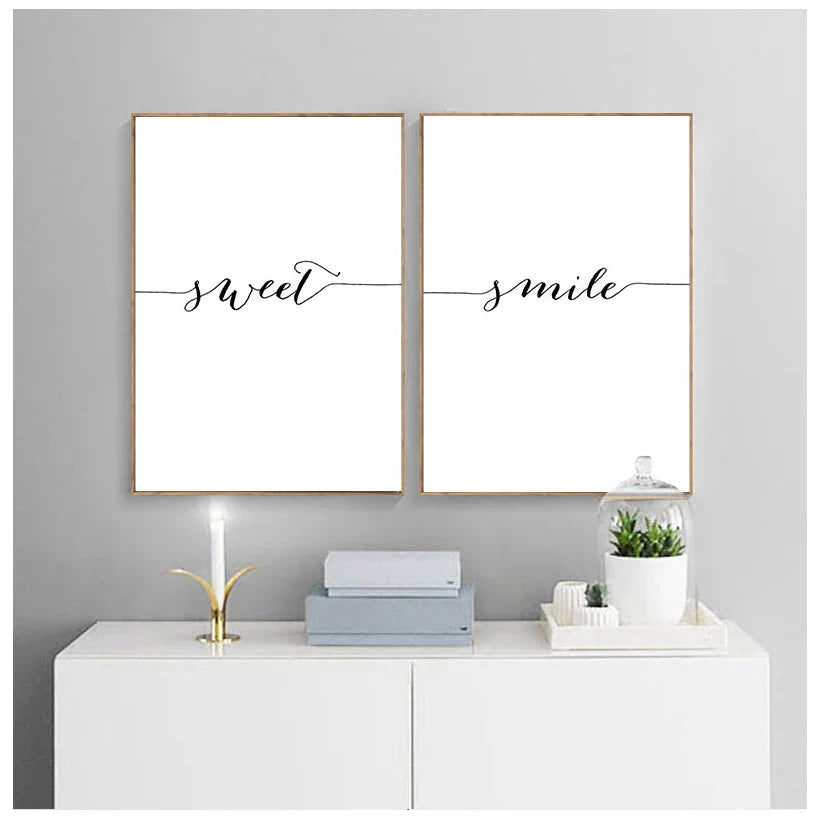 Daily Inspiration Words Canvas Wall Art Black White