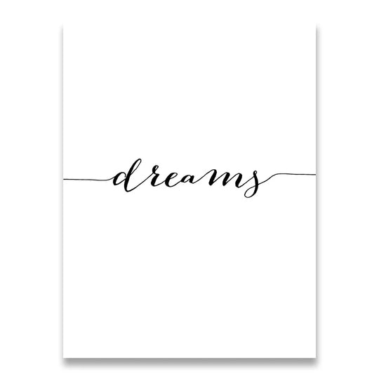 Daily Inspiration Words Canvas Wall Art Black White