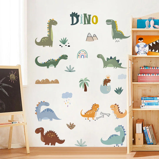 Dino Dreams Cartoon Dinosaur Wall Decals For Kids Room