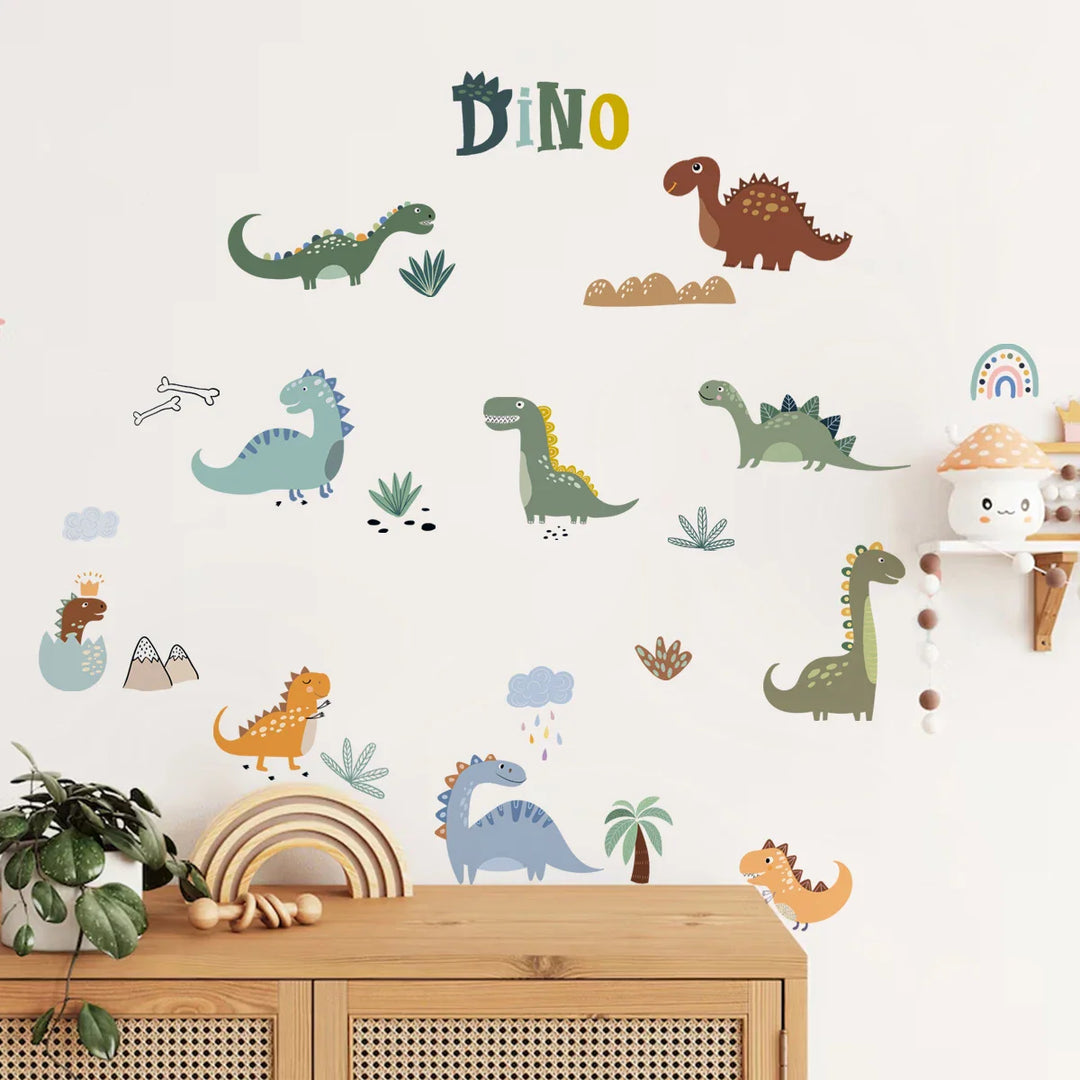 Dino Dreams Cartoon Dinosaur Wall Decals For Kids Room