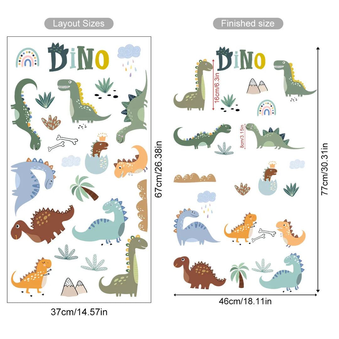 Dino Dreams Cartoon Dinosaur Wall Decals For Kids Room