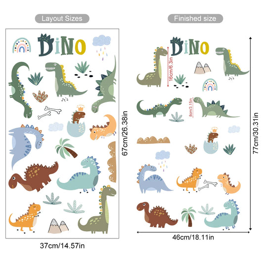 Dino Dreams Cartoon Dinosaur Wall Decals For Kids Room