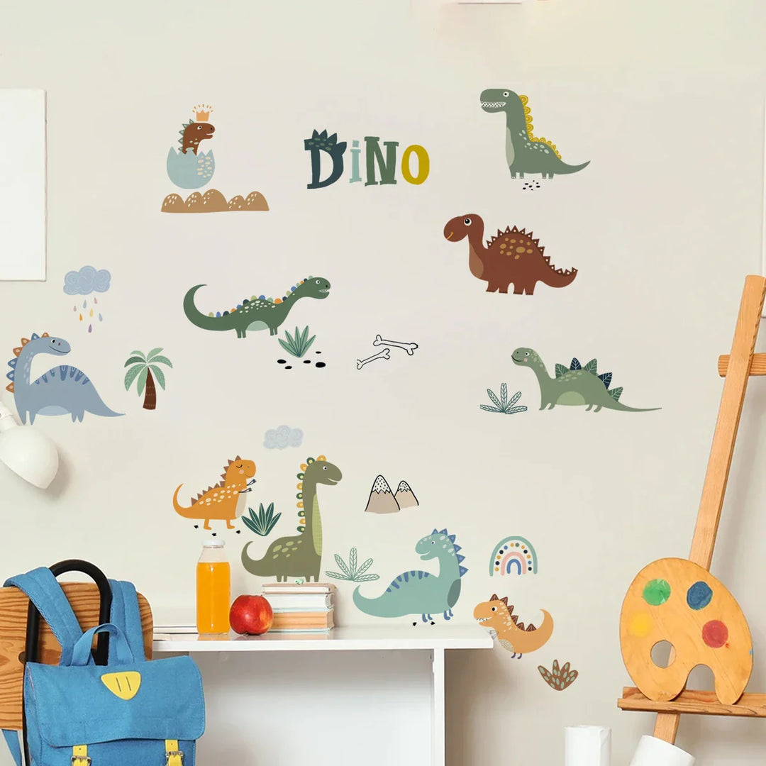 Dino Dreams Cartoon Dinosaur Wall Decals For Kids Room