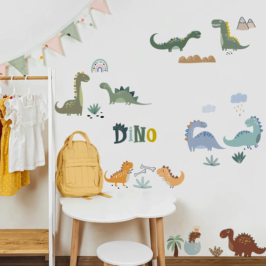 Dino Dreams Cartoon Dinosaur Wall Decals For Kids Room