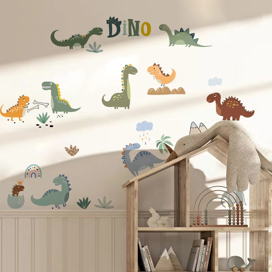 Dino Dreams Cartoon Dinosaur Wall Decals For Kids Room