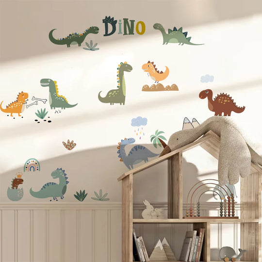Dino Dreams Cartoon Dinosaur Wall Decals For Kids Room