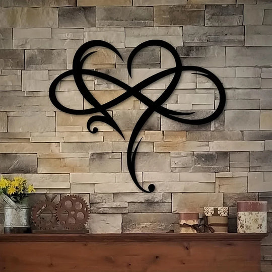 Double Loop Infinity Heart Black Metal Wall Art Decor