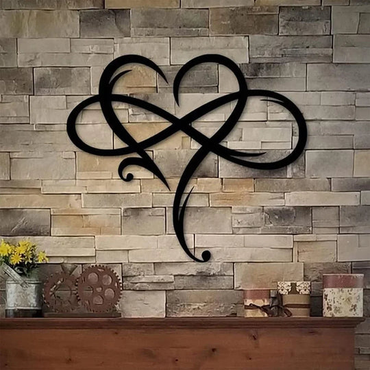 Double Loop Infinity Heart Black Metal Wall Art Decor