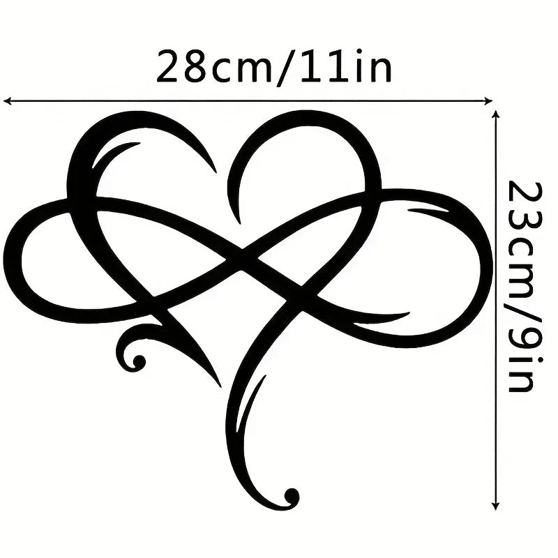 Double Loop Infinity Heart Black Metal Wall Art Decor