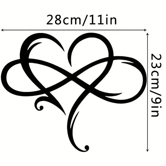 Double Loop Infinity Heart Black Metal Wall Art Decor