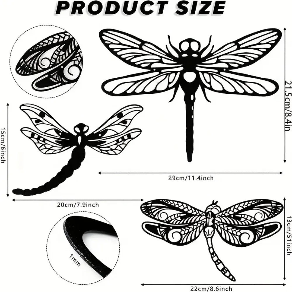 Dragonflies Black Metal Wall Art Decor