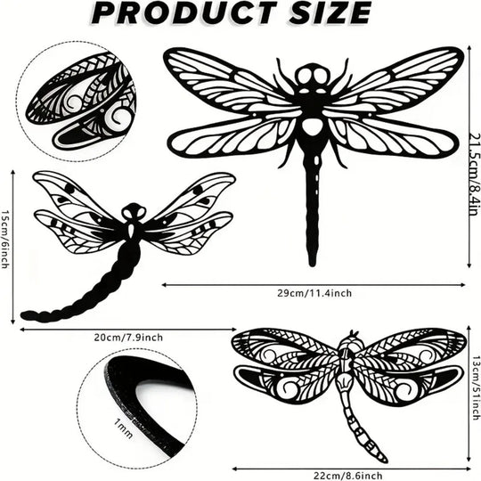 Dragonflies Black Metal Wall Art Decor