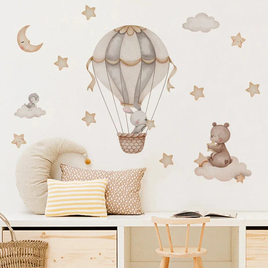 Dreamy Blue Bear Balloon Wall Decals