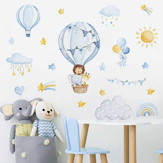 Dreamy Blue Bear Balloon Wall Decals