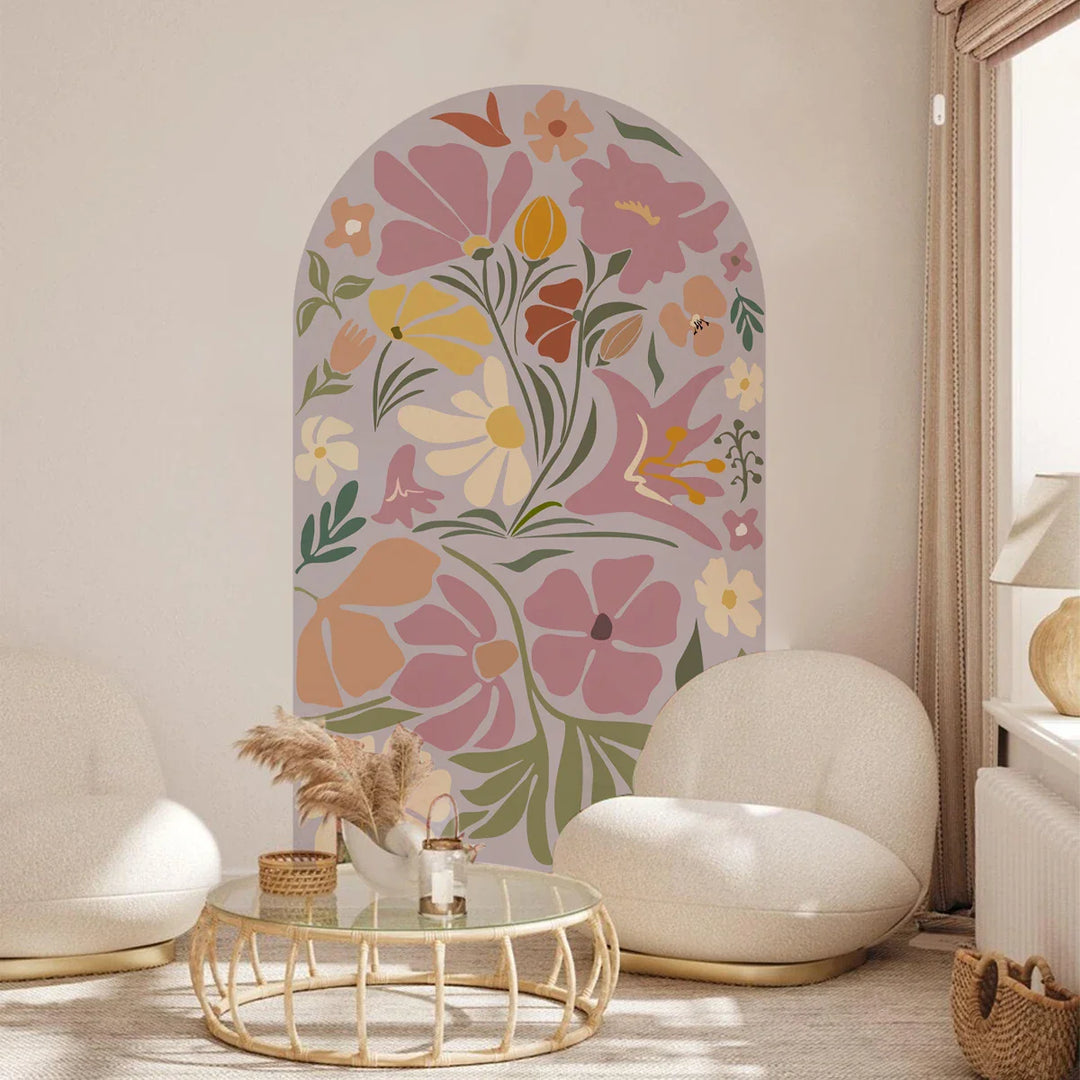Dreamy Lilac Bloom Archway Floral Wall Mural Decal