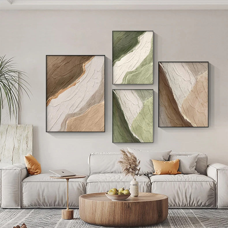 Earthy Colors Abstract Minimalist Canvas Wall Art Unframed