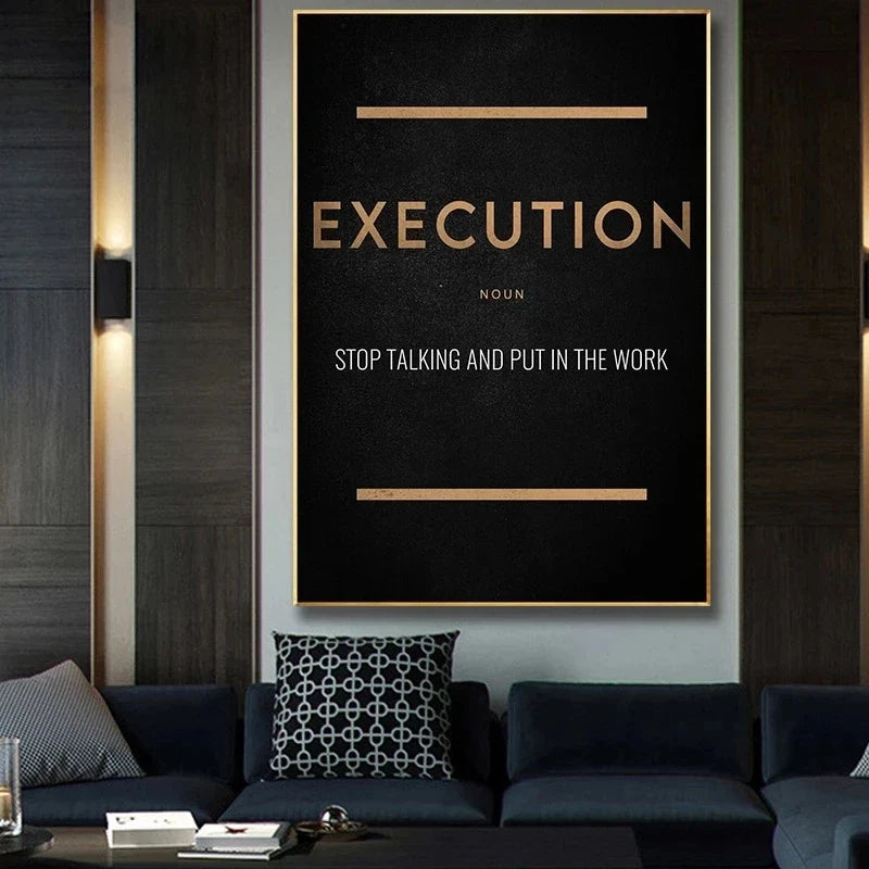 Success Hustle Limitless Motivational Quotes Canvas Wall Art