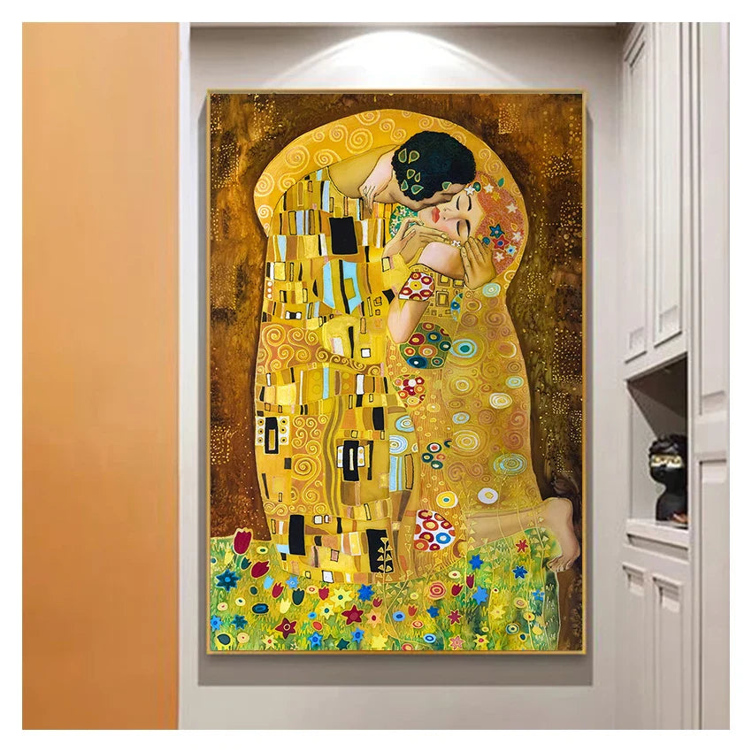 The Kiss Classic Art Canvas Print Inspired by Klimt