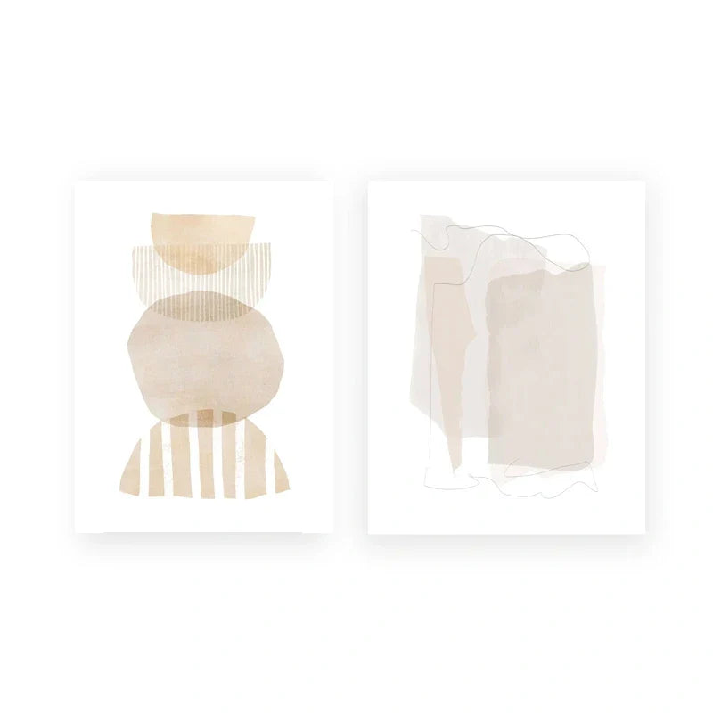 Set of 2 Minimalist Nordic Abstract Canvas Wall Art