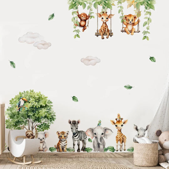 Forest Friends Cartoon Animal Wall Decals For Kids Room