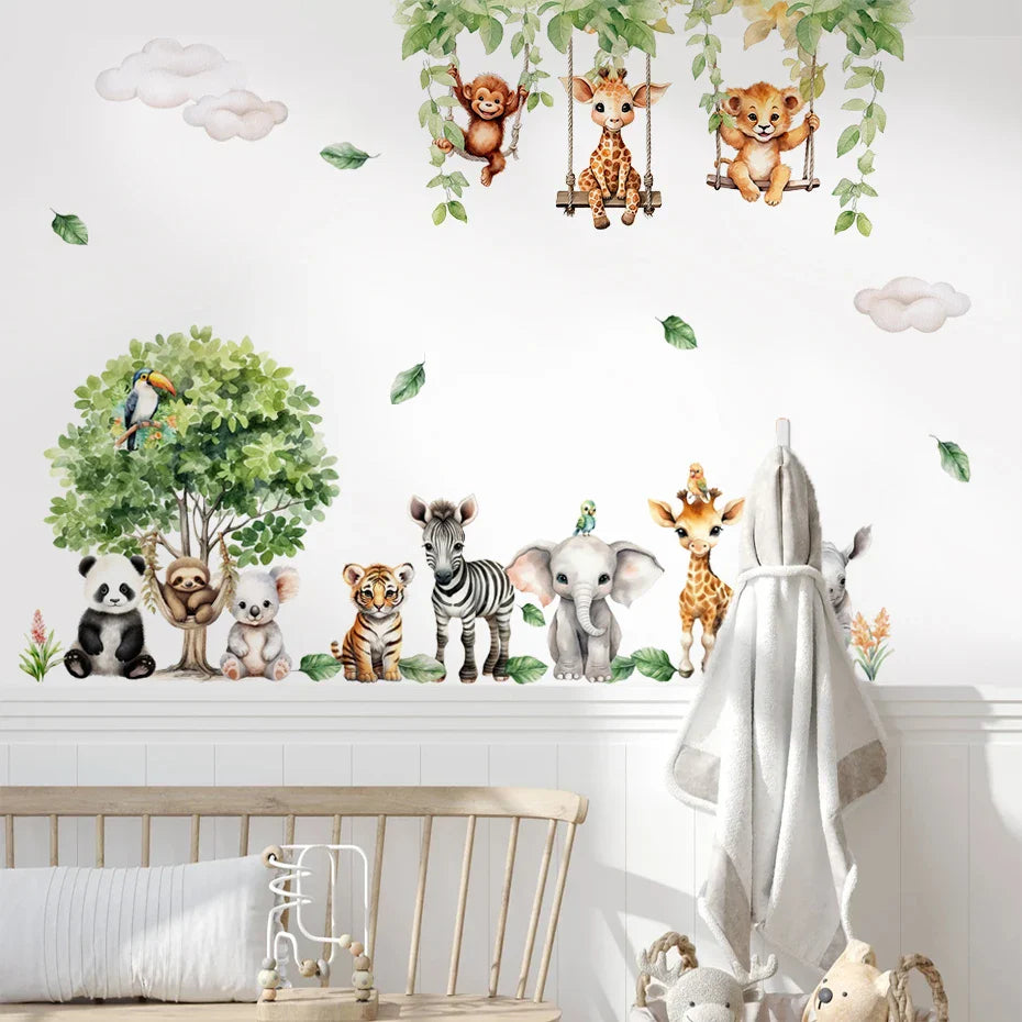 Forest Friends Cartoon Animal Wall Decals For Kids Room