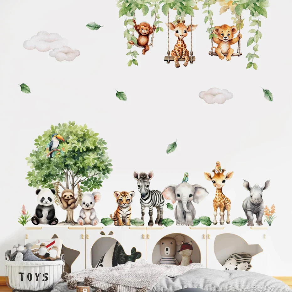 Forest Friends Cartoon Animal Wall Decals For Kids Room