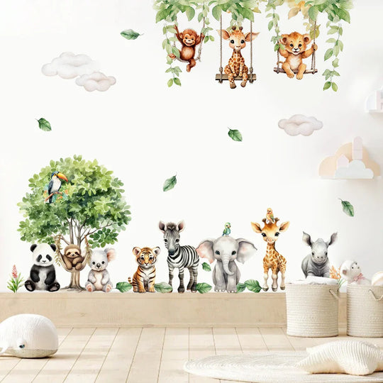 Forest Friends Cartoon Animal Wall Decals For Kids Room