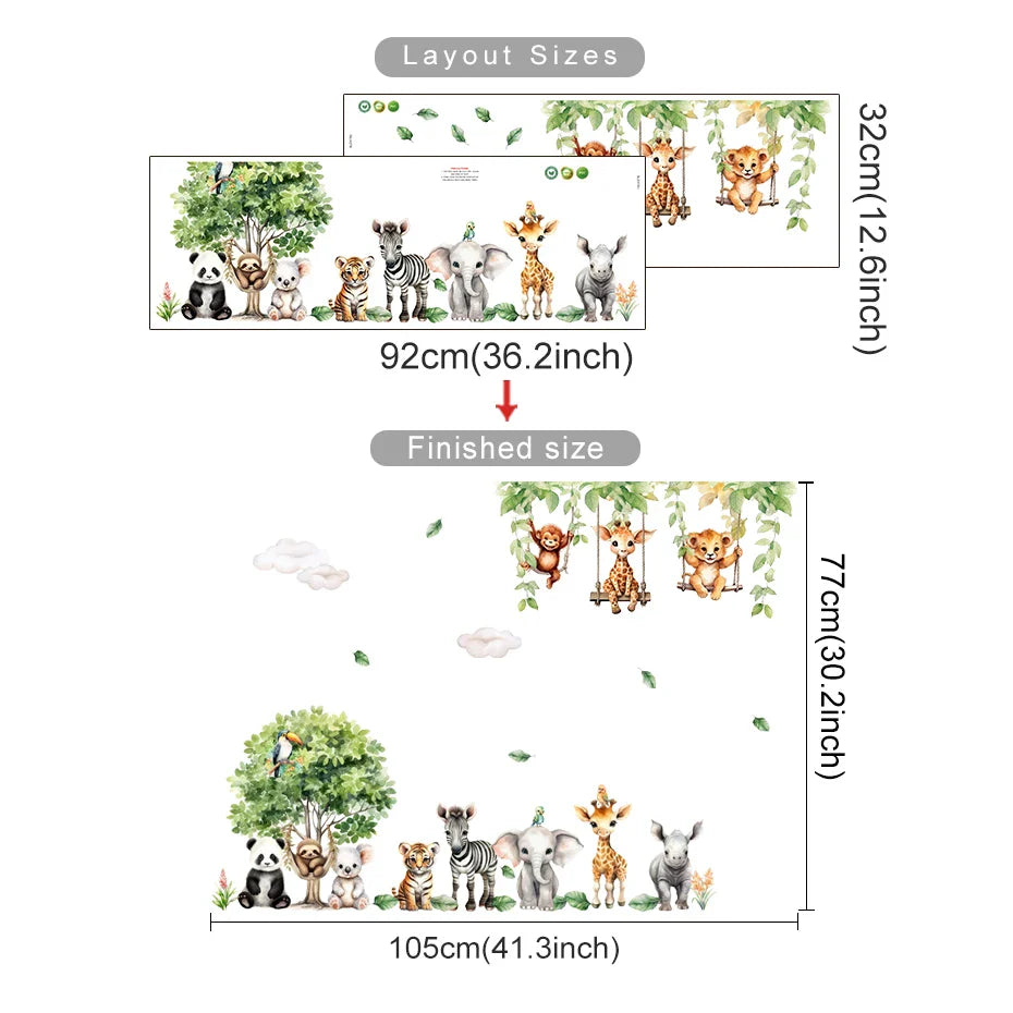 Forest Friends Cartoon Animal Wall Decals For Kids Room