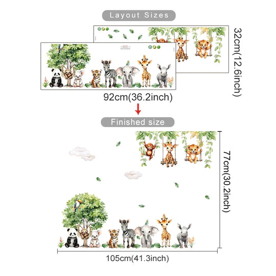 Forest Friends Cartoon Animal Wall Decals For Kids Room