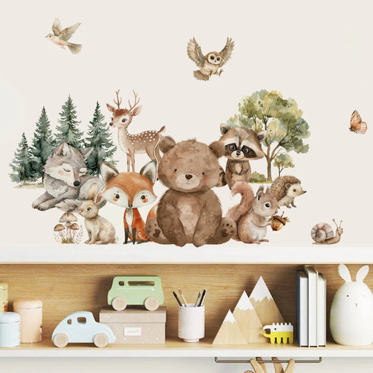 Forest Friends Cartoon Woodland Animal Wall Decals For Kids Room