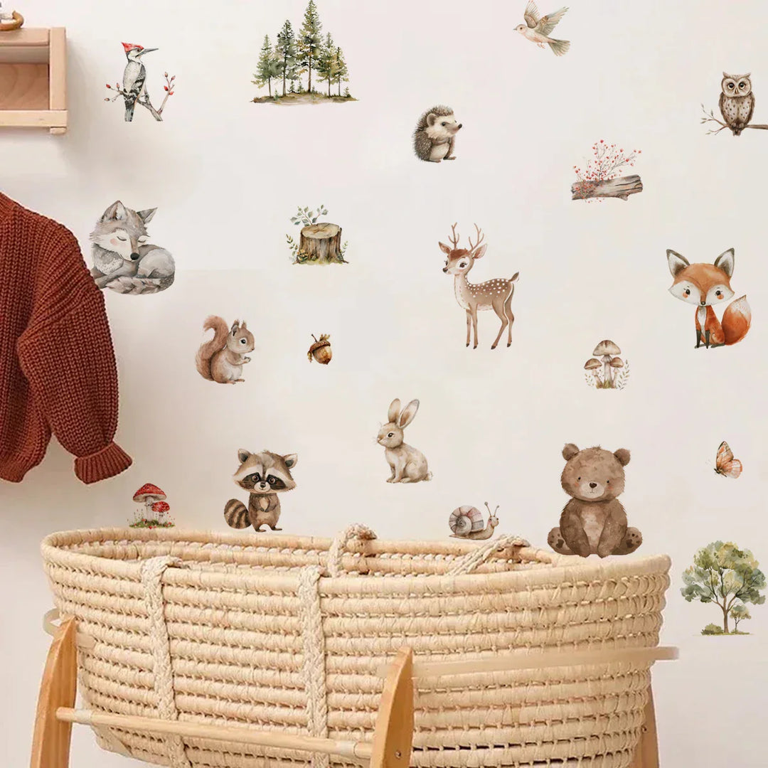 Forest Friends Cartoon Woodland Animal Wall Decals For Kids Room