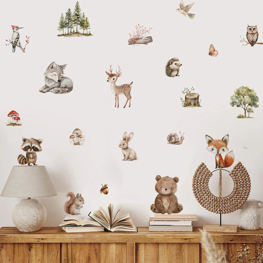 Forest Friends Cartoon Woodland Animal Wall Decals For Kids Room