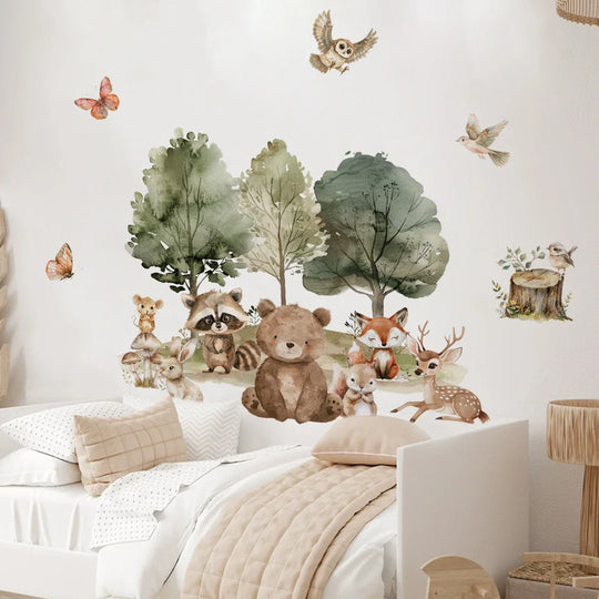 Forest Friends Cartoon Woodland Animal Wall Decals For Kids Room