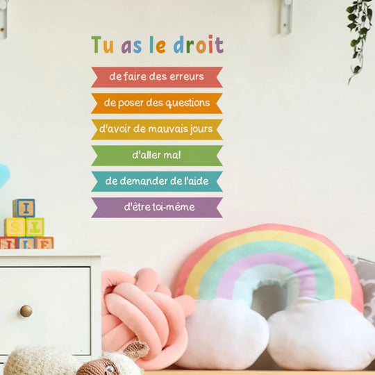 French Inspirational Words Wall Decal For Kids Learning Space