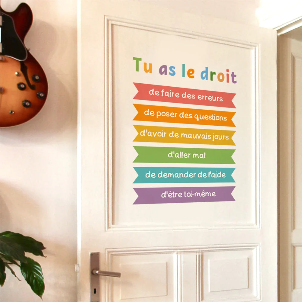 French Inspirational Words Wall Decal For Kids Learning Space