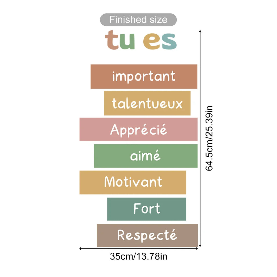 French Inspirational Words Wall Decal For Kids Learning Space