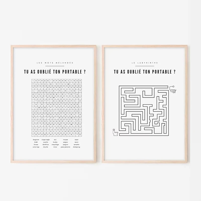 Bathroom Rules French Quotes Black White Canvas Wall Art