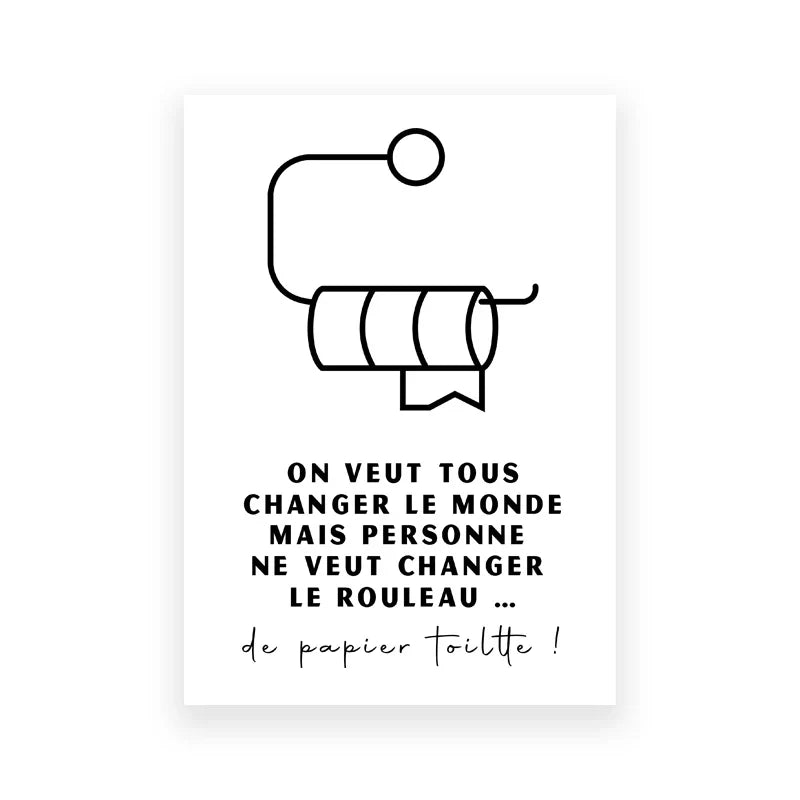 Bathroom Rules French Quotes Black White Canvas Wall Art