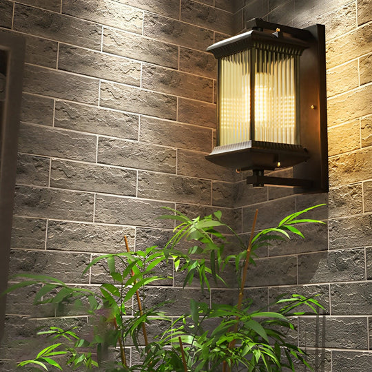 Outdoor Waterproof Creative Glass Shade Brown Retro Wall Light