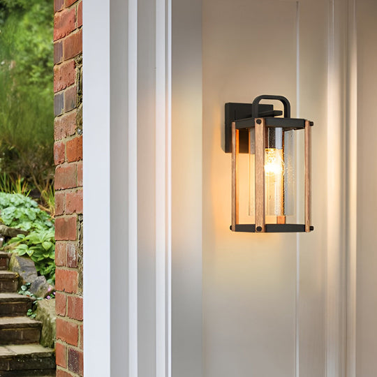 Lantern Shaped Black Industrial Outdoor Wall Sconce