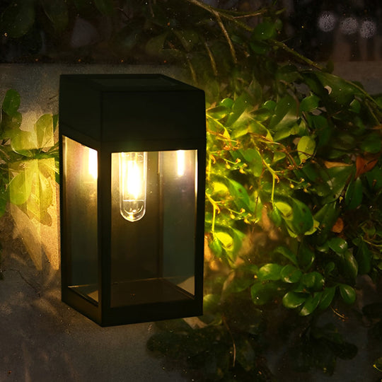 Rectangular Glass Solar LED Waterproof Wall Lamp with Light Control
