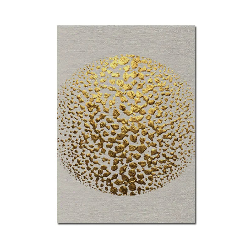 Golden Leaf Floral Abstract Botanical Canvas Wall Art