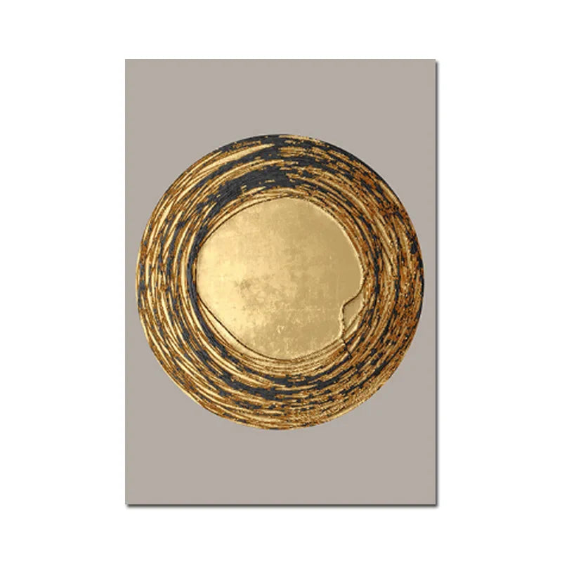 Golden Leaf Floral Abstract Botanical Canvas Wall Art