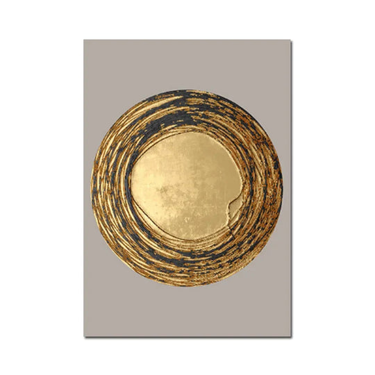 Golden Leaf Floral Abstract Botanical Canvas Wall Art