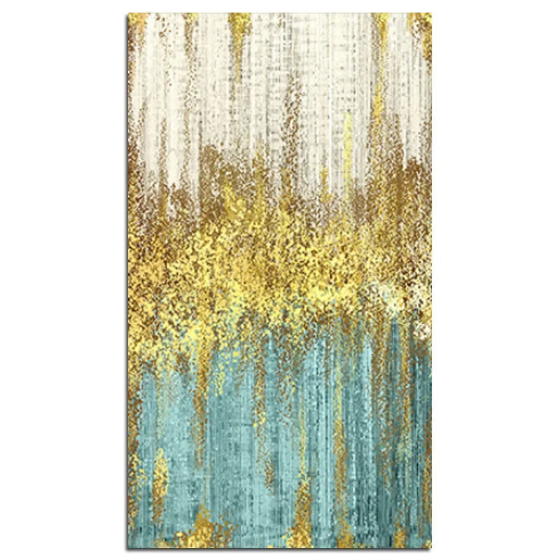 Golden Rain Abstract Vertical Canvas Wall Art