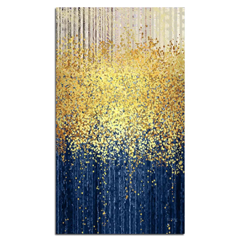 Golden Rain Abstract Vertical Canvas Wall Art
